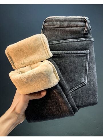 Calça Jeans Peluciada Para o Inverno - Jeans Hot